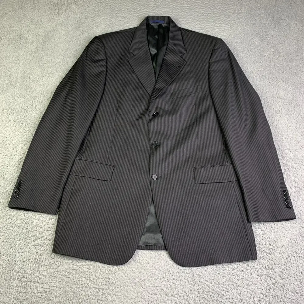 Daniel Cremieux Loro Piana Suit Jacket 42L Black Striped Mens